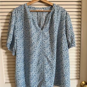Elegant Blue and White Women's Blouse